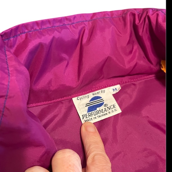 Vintage 80s 90s Colorblock windbreaker raincoat pink orange blue size medium - Picture 2 of 3